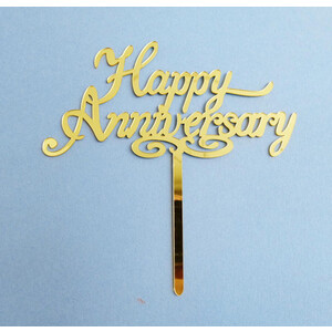 Happy Anniversary Cake Topper- Gold